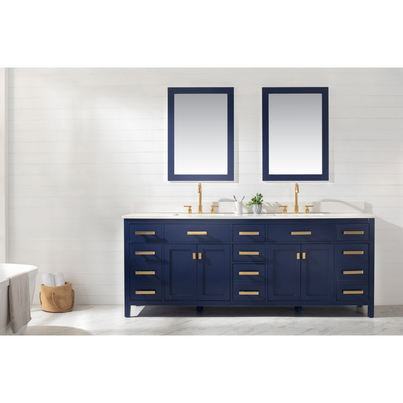 Breakwater Bay Oberlander 84'' Double Bathroom Vanity with Quartz Top